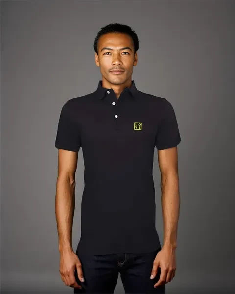 Polo “Cool-Fit” Men – Black / Fluo yellow embroidery