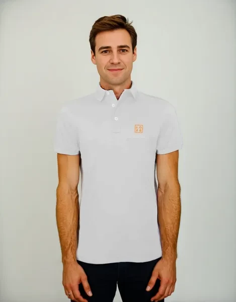 Polo “Cool-Fit” Men – White / Fluo orange embroidery